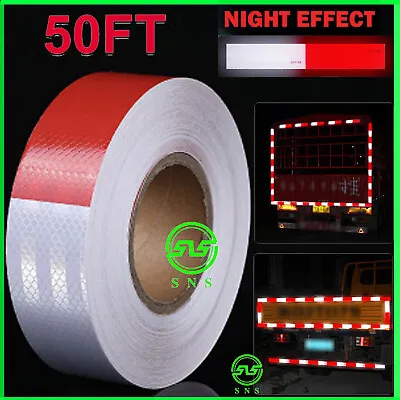 Reflective Trailer Tape Safety Red White Truck Warning Conspicuity Sign Car 50ft • $8.49