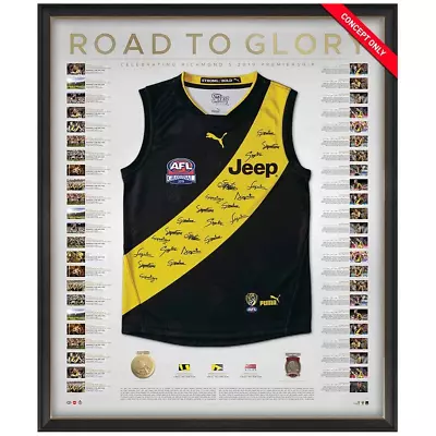 Richmond 2019 Premiers Team Signed Official AFL Guernsey Deluxe Framed + COA • $2995