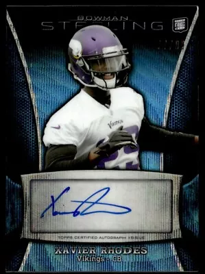 2013 Bowman Sterling Blue Wave Xavier Rhodes Rookie Auto 77/99 Minnesota Vikings • $9.99