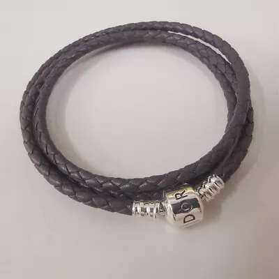 Triple Pandora Grey 57cm (medium)braided Leather Bracelet  • £23