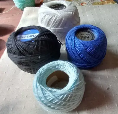 Bundle Twilley's Strutt's Knitting And Crochet Cotton Black Blue White X 4 • £8