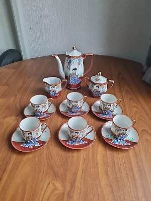 Genuine Vintage Samurai China Japanese Hand Painted Tea Coffee Set • £34.99