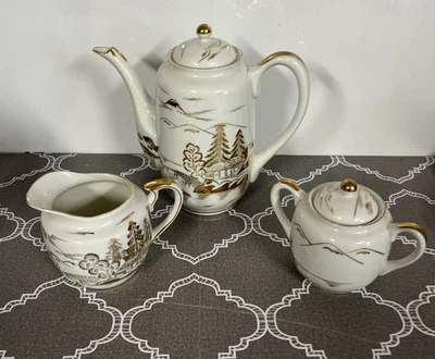 £29.99 • Buy Hayasi China Porcelain Gold Countryside Tea Set Used VGC