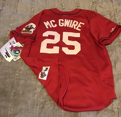 MARK MCGWIRE Baseball VINTAGE Sewn MAJESTIC Home Run 1998 Size XL Jersey NEW Red • $109.99