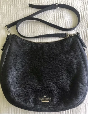 $95 • Buy Authentic Kate Spade New York Black Leather Cross Body Bag Excellent Condition