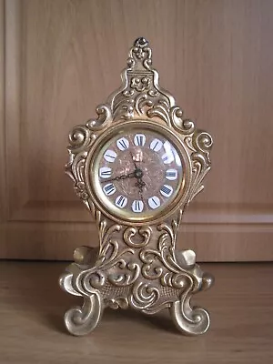 Vintage Art Deco German Mauthe Gilt Metal Mantel Carriage Clock Heavy • $13.06