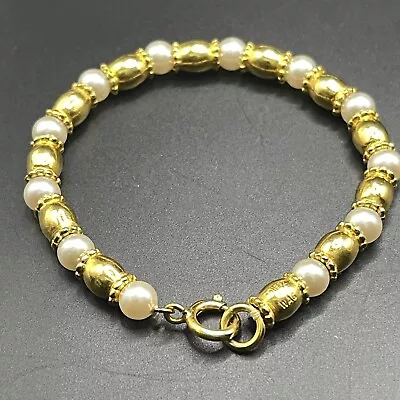 1992 MMA WAG Museum Of Modern Art Gold Tone And Faux Pearl Bracelet RARE HTF • $57.85