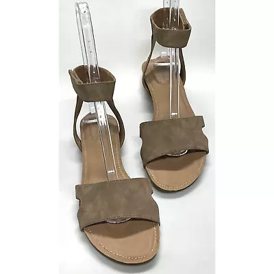 Adam Tucker By Me Too Tan Mally Ankle Strap Open Toe Flat Sandals Size 9 M • $14.99