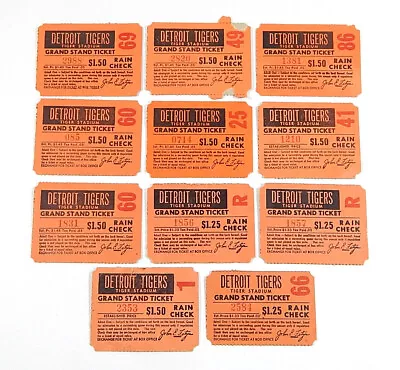 Lot Of (11) Assorted 1960's Detroit Tigers Vintage Grand Stand Ticket Stubs • $54.99