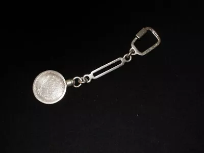 Mexican Silver Key Chain Clearly Stamped 925 Sterling 50 Centavo 1945 Key Ring • $40