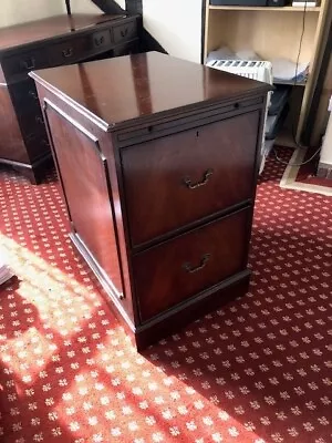 Mahogany 2 Drawer Filing Cabinet With Pull Out Writing Surface • £100