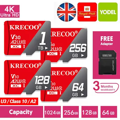 Micro SD Card Ultra Memory Card 64GB 128GB 256GB 1TB Class10 U3 325MB/S GoPro • £11.39