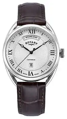 Rotary Men's Traditional Canterbury (38mm) Silver Dial / Brown Leather • £165