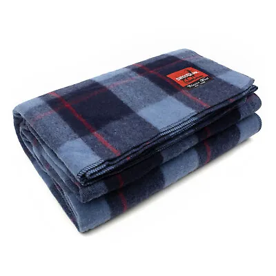 $52.89 • Buy Swiss Link Military Surplus 90 X 62 Inch Classic Wool Plaid Blanket, Sky Blue