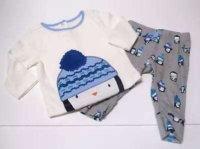 Infant Boys Gymboree Newborn Essentials Blue & Gray Penguin Outfit Size 3-6 Mon • $5.58