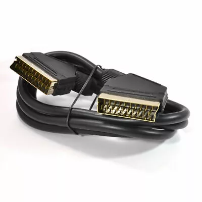 1.5m Scart Cable 21 Pins Connected Black Lead Gold Connectors [000265] • £7.37