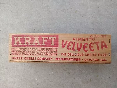 Vintage 2 Lb. Wooden Kraft Pimento Velveeta Cheese Box • $14.95