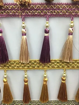 Tassel Fringe With Bead Curtain Braid 4  11.5cm • £5.99