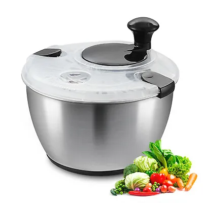 VEVOR Salad Spinner 4.75Qt Large Vegetable Dryer Washer Stainless Steel BPA-Free • $33.99