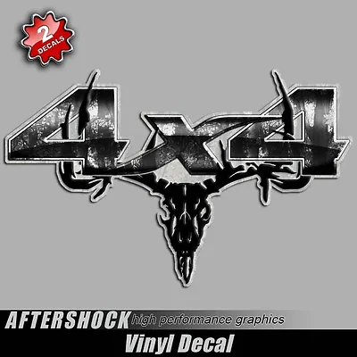 4x4 Gray Camo Deer Skull Truck Decal - Archery Hunting Off Road Sticker • $12.99