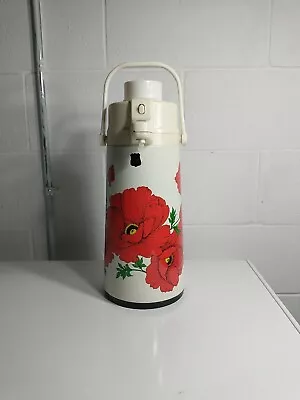 Vintage Air Pot Pump Vacuum Liquid Dispenser Hot Cold Floral Print Coffee Juice • $42