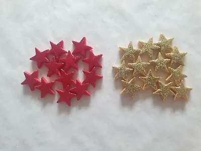 30 Glittery Red & Gold Stars - Edible Sugar Cake Decorations / Toppers • £4.95