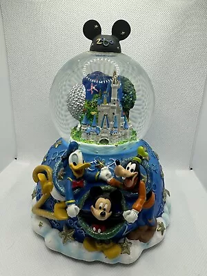 DISNEY WORLD 2000 Millennium Musical Snowglobe Snow Globe Mickey Donald Goofy • $25