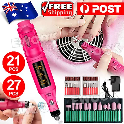 $15.85 • Buy Electric Nail Drill Bits File Tool Kit Machine Acrylic Manicure Art Pen Shaper