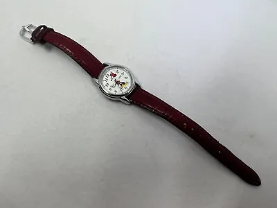 Lorus Disney Minnie Mouse Watch Women Silver Tone V501-6N70 Red Band New Battery • $29.99