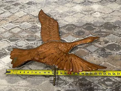 ANTIQUE FLYING MALLARD DUCK EMBOSSED COPPER WEATHERVANE Vtg 24” Long • $49.95