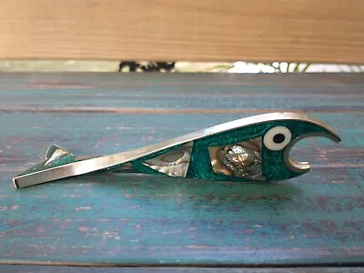 Abalone Shell Inlay Mother Of Pearl Alpaca Silver Tone Frame Fish Bottle Opener • $35