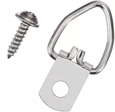 Heavy Duty D Rings Picture Canvas Frame Hanger + Free Screws Nickel Plated Hooks • £3.75