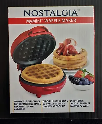FREE Nostalgia My Mini Personal Multi Purpose Waffle Maker 5  Electric Red New • $11.95