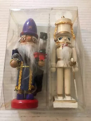 Vintage Set Of 2 Nutcrackers- Merlin The Magician And A Gold & White Soldier • $10.99