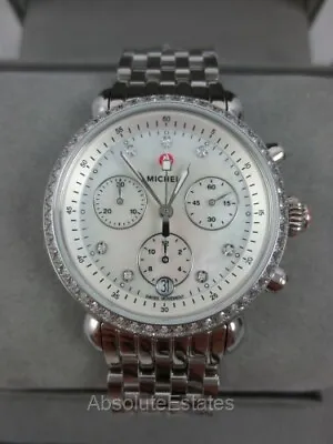 NEW Michele Silver Stainless Steel Diamond CSX 36 MOP Watch MWW03C000513 NWT • $1279.99