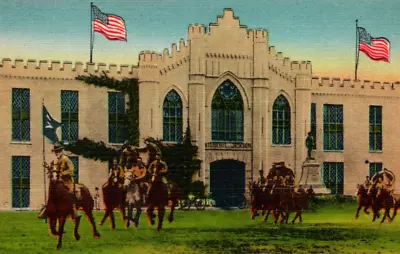 Lexington Virginia Cavalry Troop Military Institute US Flags VINTAGE Postcard • $12.48