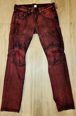 True Religion Moto Jeans Denim Distressed Red Men’s 32 X 32 Pants Ripped EUC  • $39.99