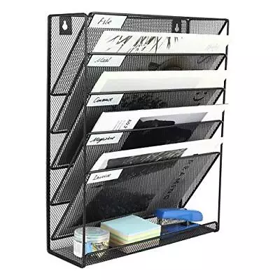 Wall File Organizer 5 Tier Vertical Hanging File Organizer Wall Mount File Ho... • $29.39