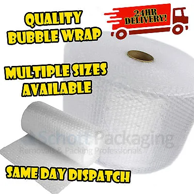 BUBBLE WRAP ROLLS (300mm 500mm 750mm) Small & Large - FAST & FREE DELIVERY • £18.95