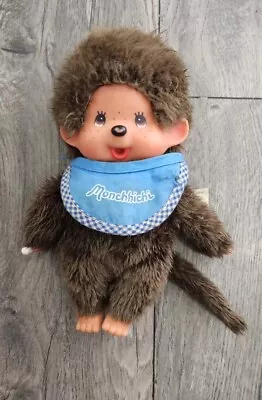 Monchhichi Sekiguchi Blue Boy Bib Toy Plush Monkey Baby Bottle • $20