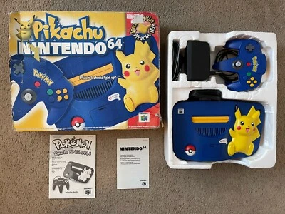 $849 • Buy Pikachu Blue / Yellow Nintendo 64 Console Complete Box CIB NUS-001 NTSC N64