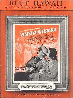 Blue Hawaii Sheet Music Hawaiian Guitar 1937 Bing Crosby Waikiki Wedding Oahu • $13.50