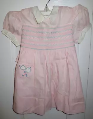 Vintage Honeysuckle Toddler Brand Girl's Pink Embroidered Smocked Dress - Size 3 • $22