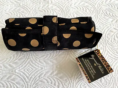 Raymond Waites Travel Jewelry Roll Organizer Black W/Gold Dots NWT • $15.99