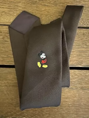 Cervantes Vintage Brown Embroidered Mickey Mouse Tie  • $6