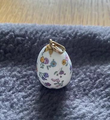 1981 Franklin Mink  Flowers Of Spring   Porcelain Egg Shaped Pendant Charm • £35