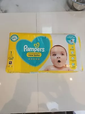Pampers Nappies New Baby Size 1 2-5Kg 50 Nappies In Pack • £4.99