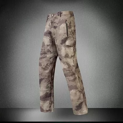 Mens Military Camouflage Outdoor Pants Soft Shell Waterproof Trousers Fleece Tad • $28.99