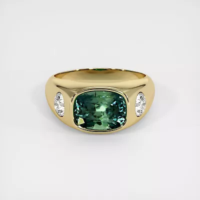 Montana Cushion Bluish Green Sapphire 18K Yellow Gold Ring 3.08CT • $13311.25