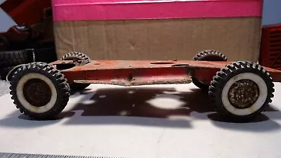 Vintage Pressed Steel Truck Frame Buddy L Red USA 11  Long Working Suspension • $10.89